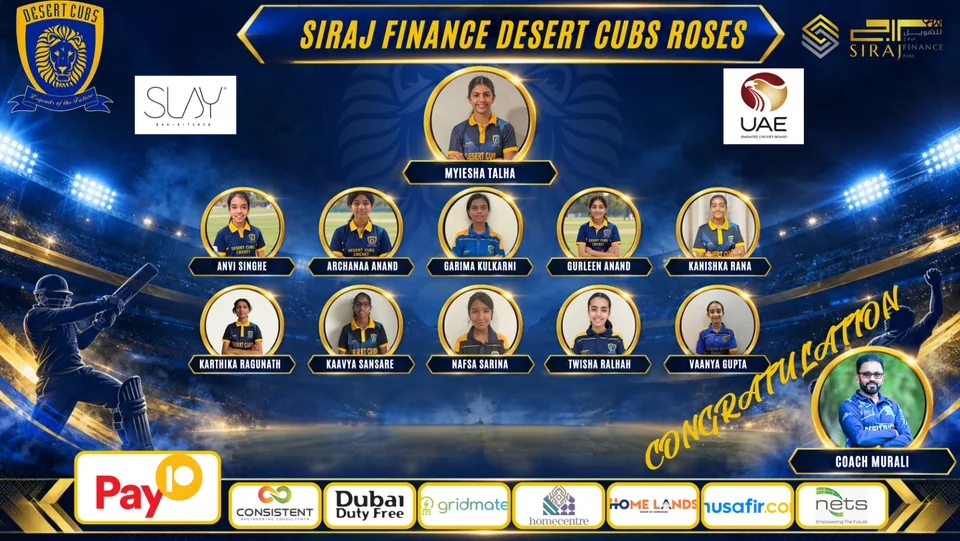 Girls — Desert Cubs Roses: official 2026/27 roster graphic